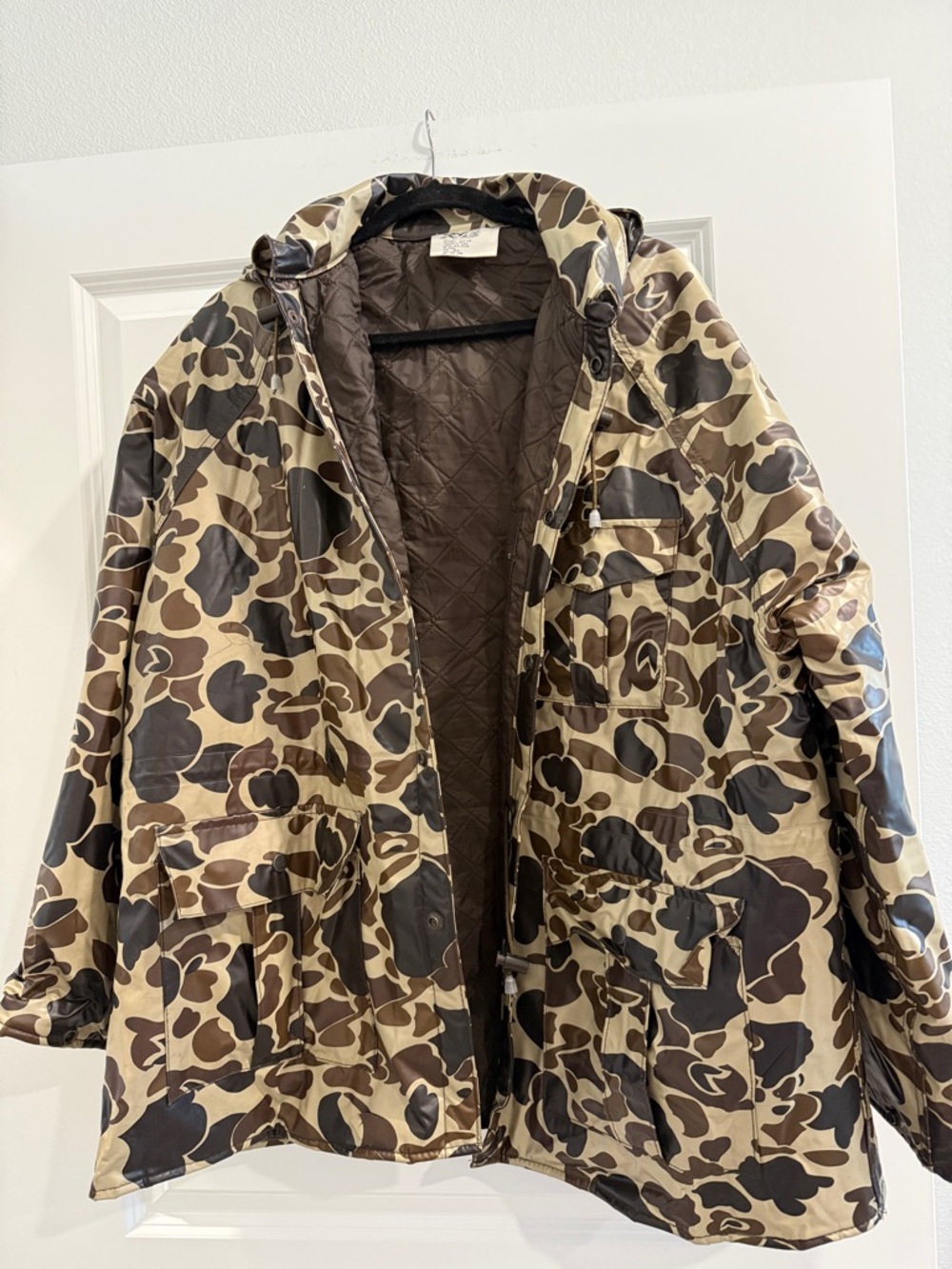 Duck Bay Camo Hooded Parka Jacket in Brown & Tan sz xl